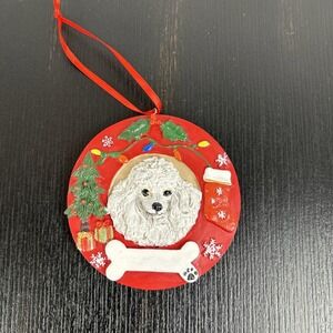 E‎ & S Pets Christmas Ornament Poodle White Dog Can Be Personalized New